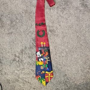 VTG 90's Mickey Unlimited Red Mickey Mouse Christmas Tie In excellent condition.